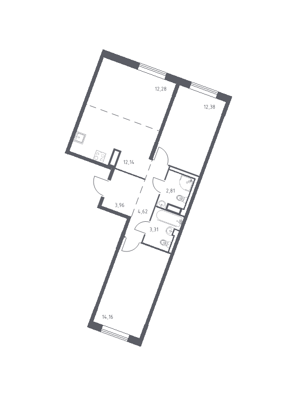 3 ккв (Евро) 65,7 м²