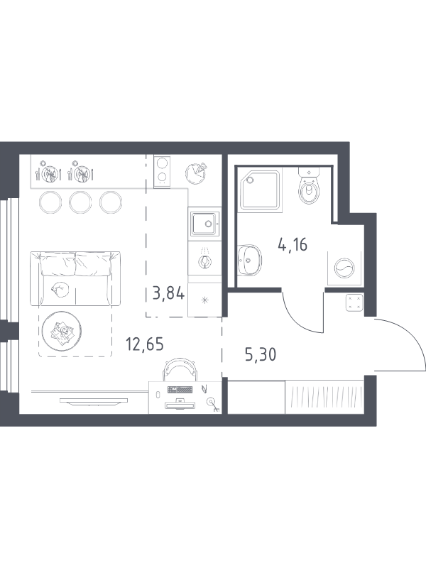 Студия 26 м²