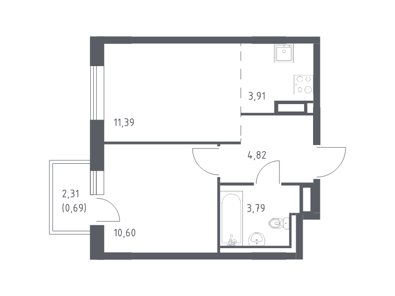 2 ккв (Евро) 35,2 м²