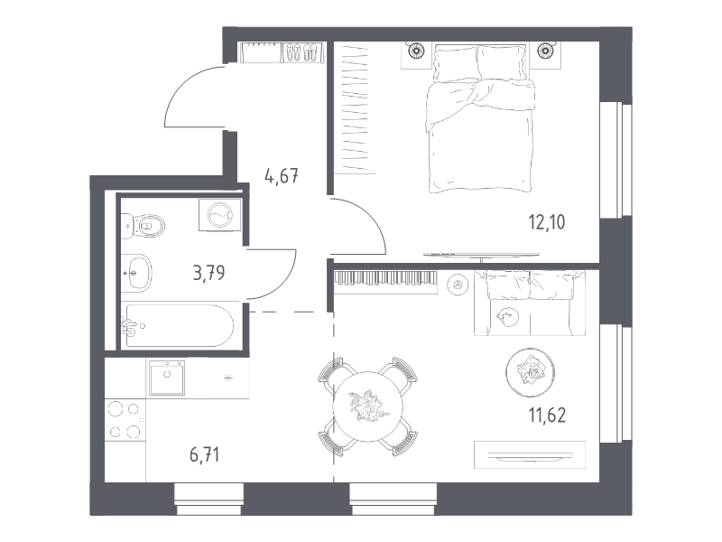 2 ккв (Евро) 38,9 м²