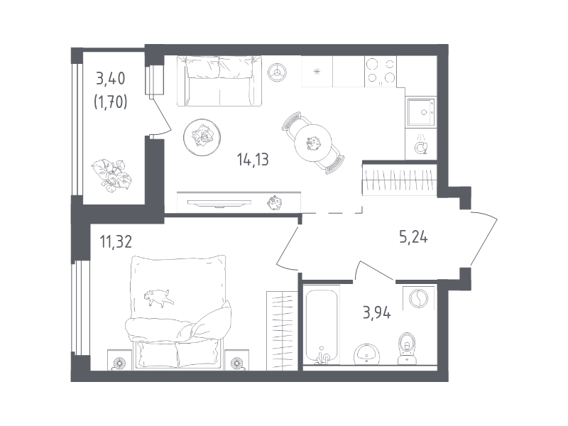 1 ккв 36,3 м²