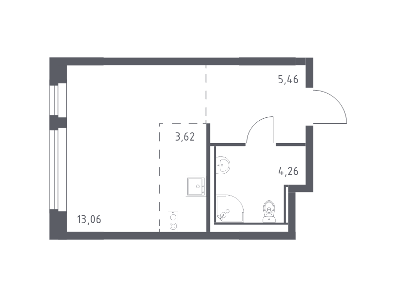 Студия 26,4 м²