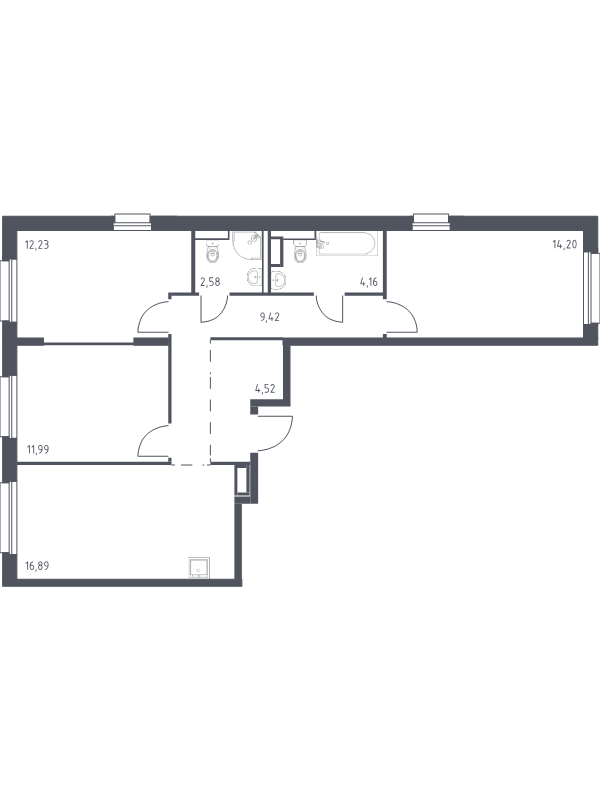 4 ккв (Евро) 76 м²