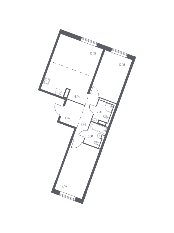 3 ккв (Евро) 65,7 м²