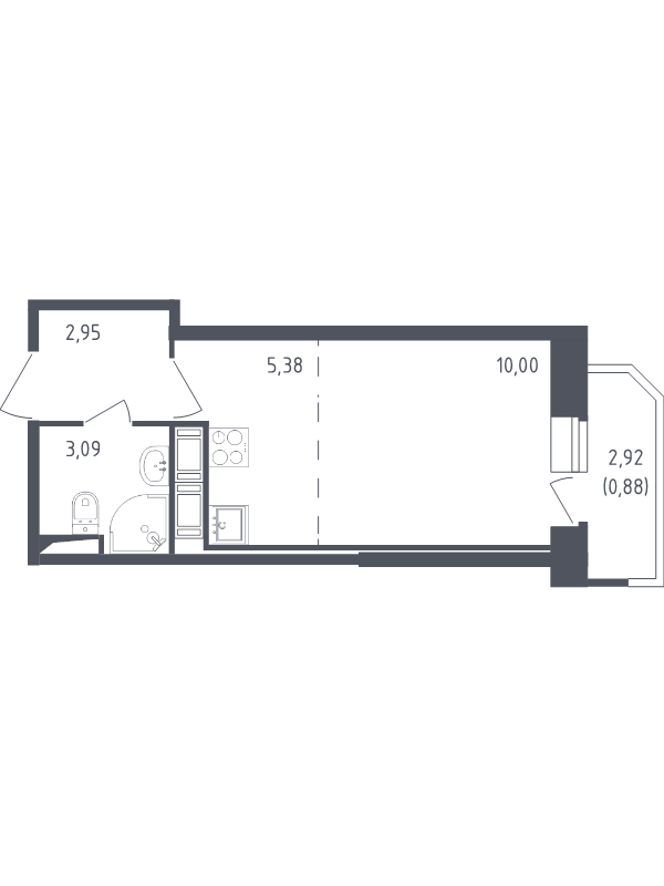 Студия 22,3 м²