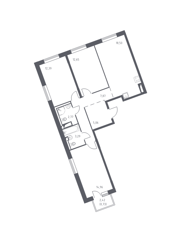 4 ккв (Евро) 77,3 м²