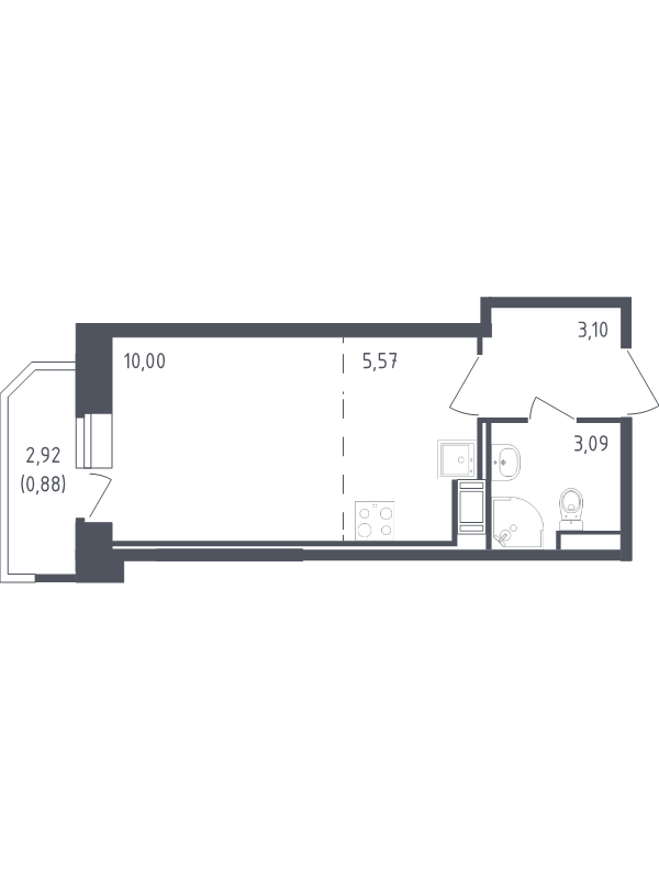 Студия 22,6 м²