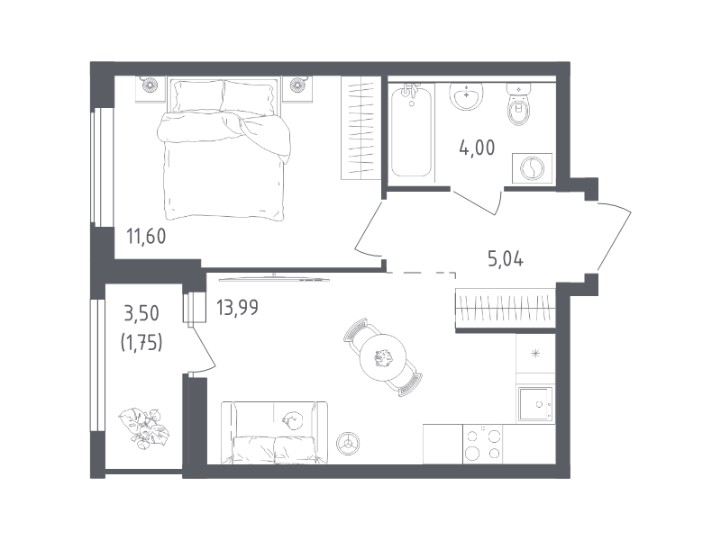 1 ккв 36,4 м²