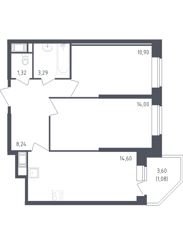 2 ккв 53,4 м²
