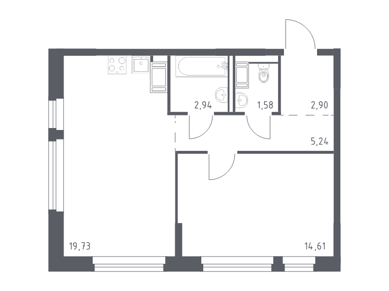 2 ккв (Евро) 47 м²