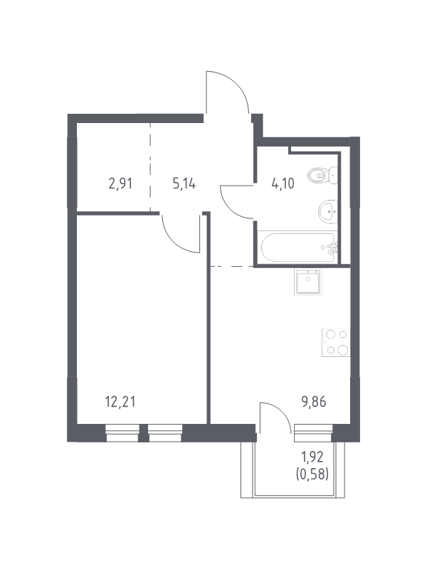 1 ккв 34,8 м²
