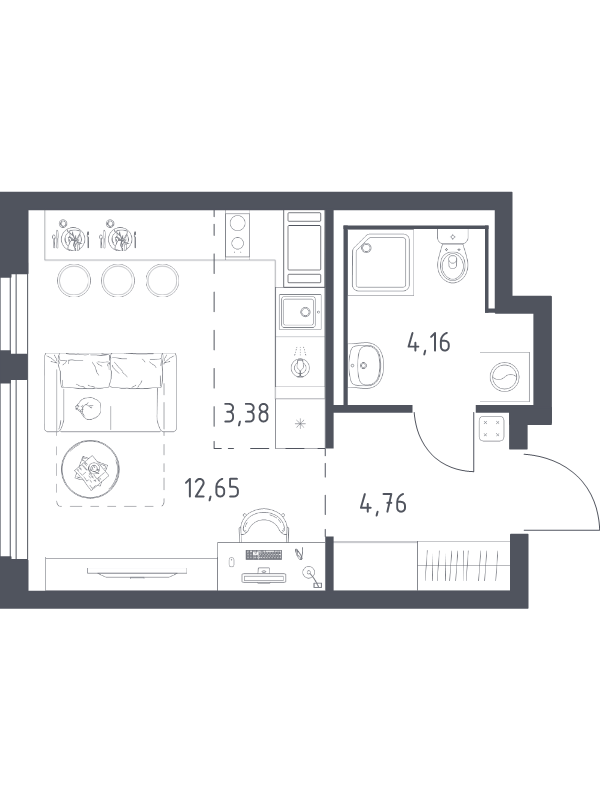 Студия 25 м²