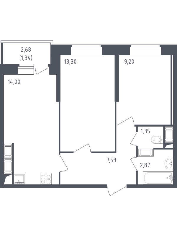 2 ккв 49,6 м²