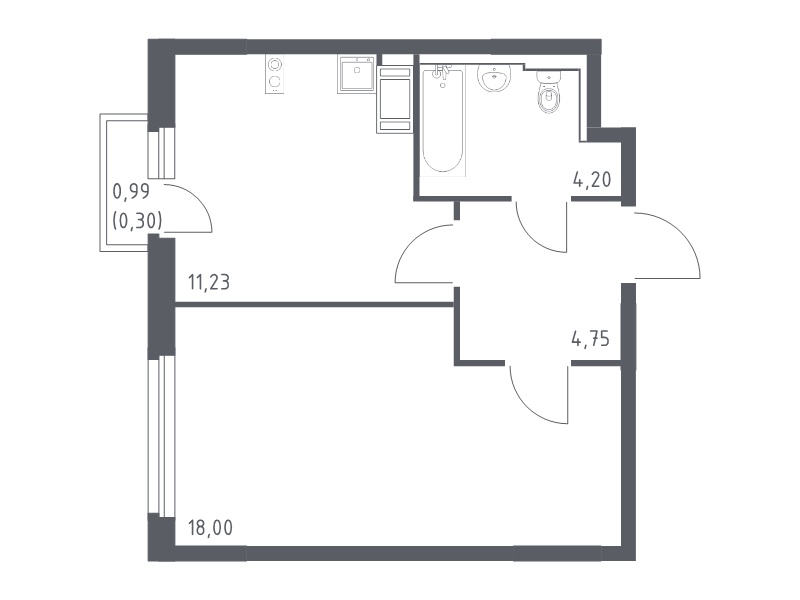 1 ккв 38,5 м²