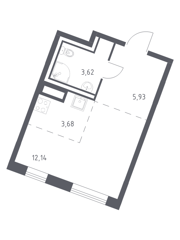 Студия 25,4 м²
