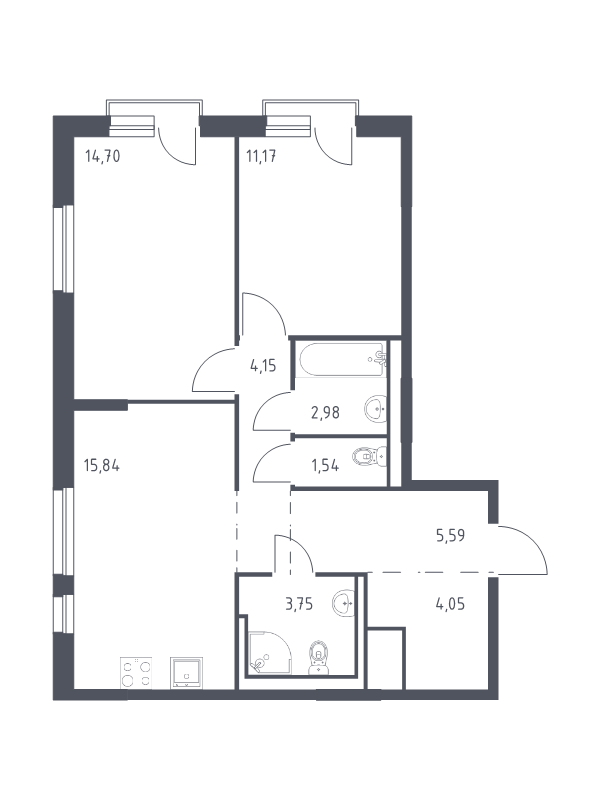 3 ккв (Евро) 63,8 м²