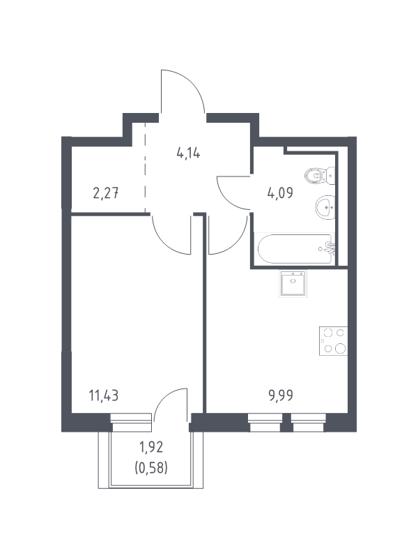1 ккв 32,5 м²