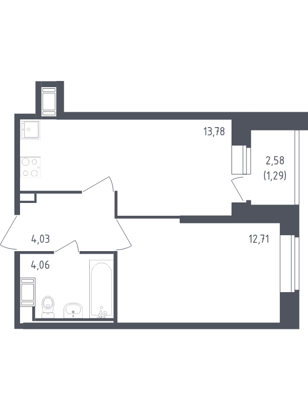 1 ккв 35,9 м²