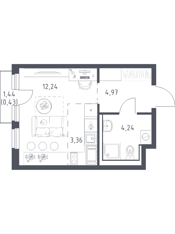 Студия 25,2 м²