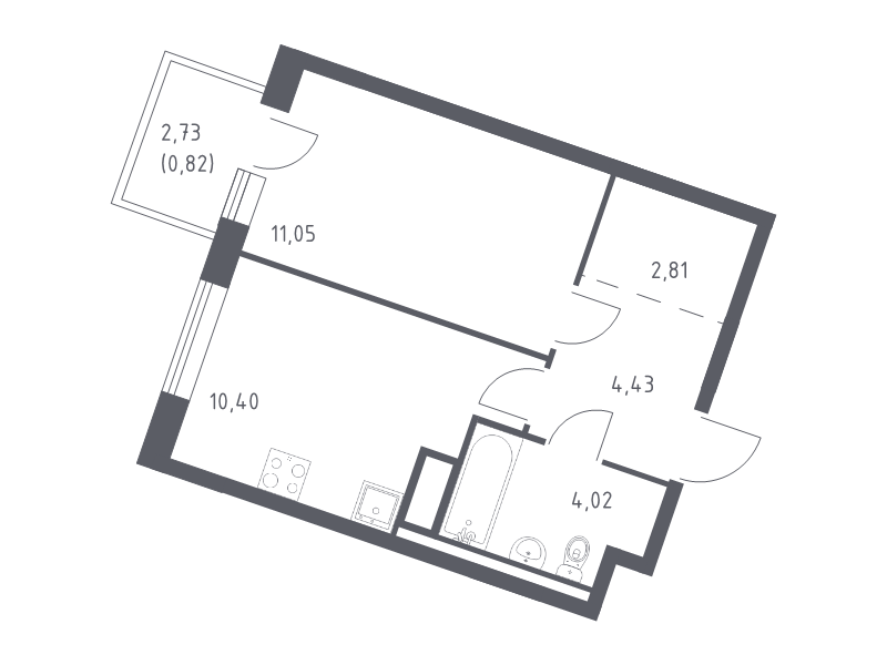 1 ккв 33,5 м²