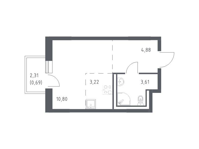 Студия 23,2 м²