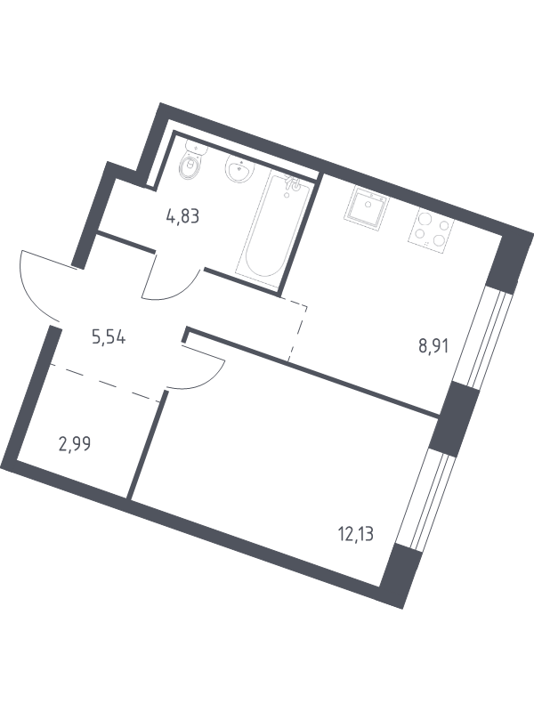 1 ккв 34,4 м²