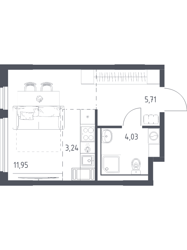 Студия 24,9 м²