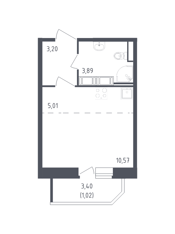 Студия 23,7 м²