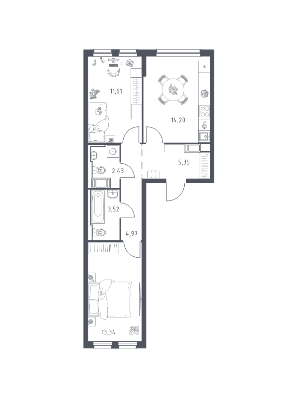 2 ккв 55,4 м²