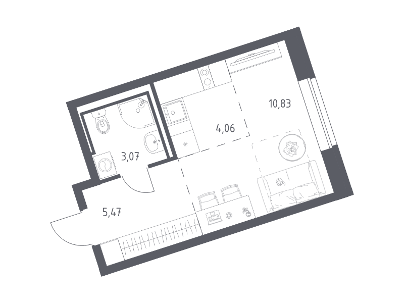 Студия 23,4 м²