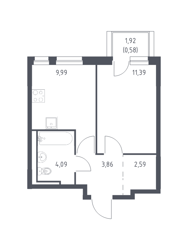 1 ккв 32,5 м²