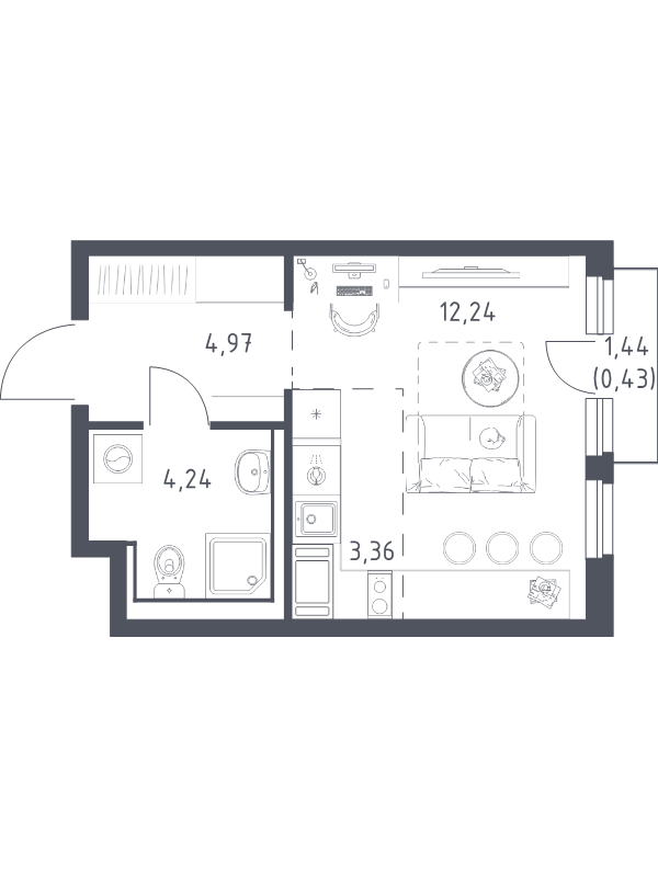 Студия 25,2 м²