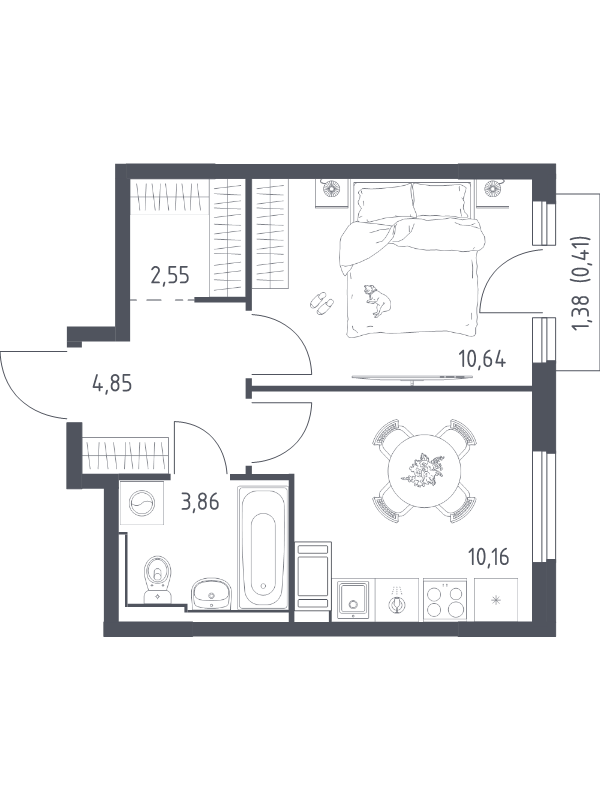 1 ккв 32,8 м²