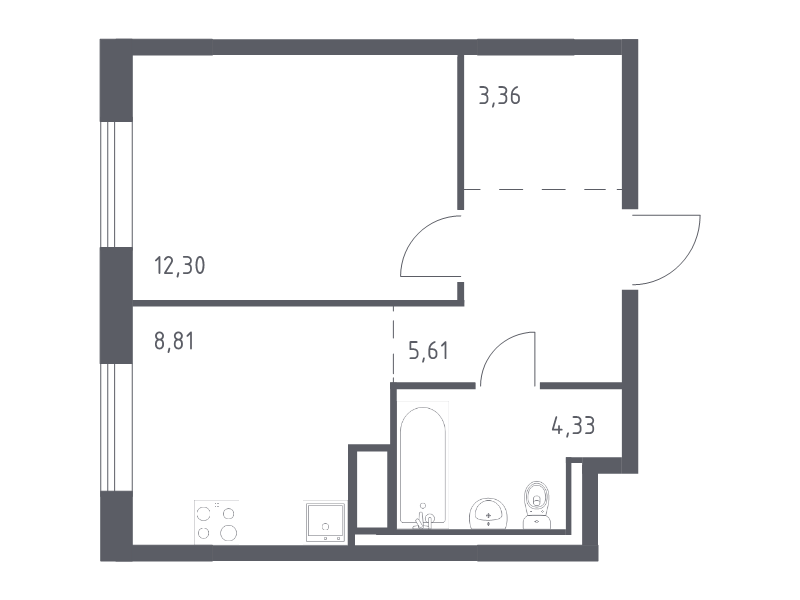 1 ккв 34,4 м²