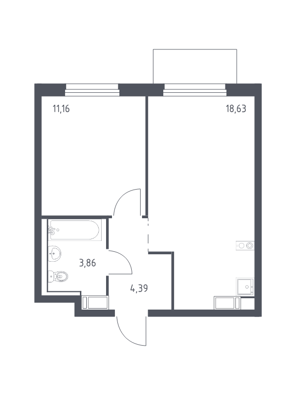 2 ккв (Евро) 38 м²