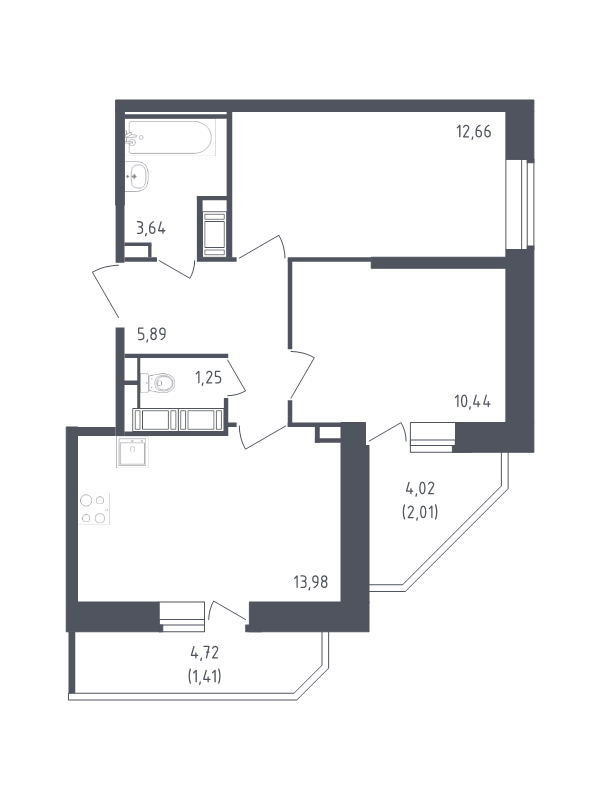 2 ккв 51,3 м²