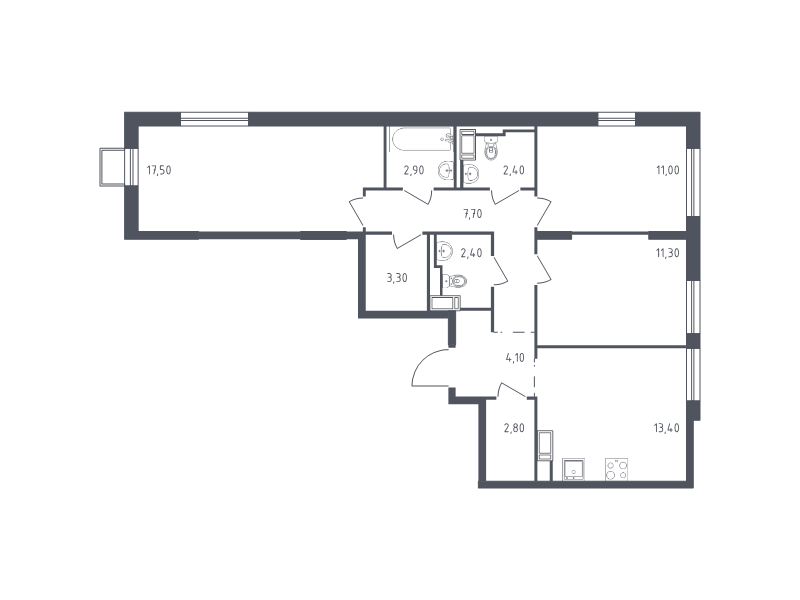 3 ккв 77,9 м²