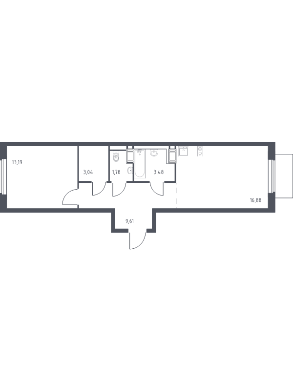 2 ккв (Евро) 48 м²