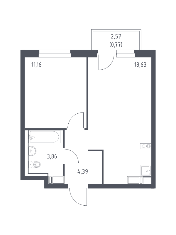 2 ккв (Евро) 38,8 м²