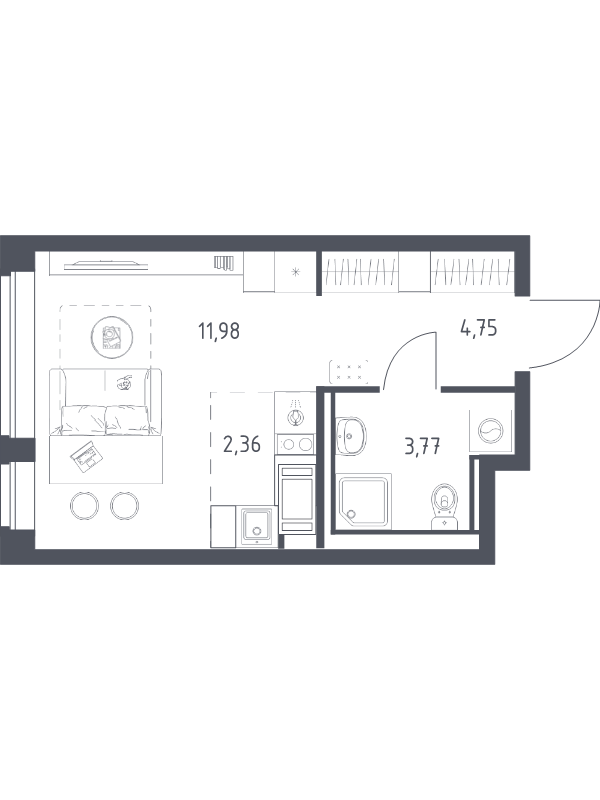 Студия 22,9 м²
