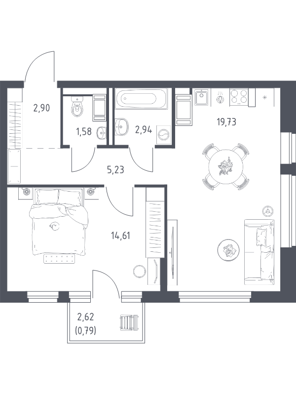 2 ккв (Евро) 47,8 м²