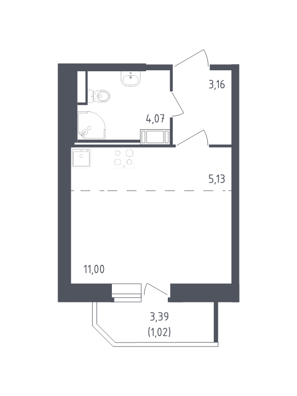 Студия 24,4 м²