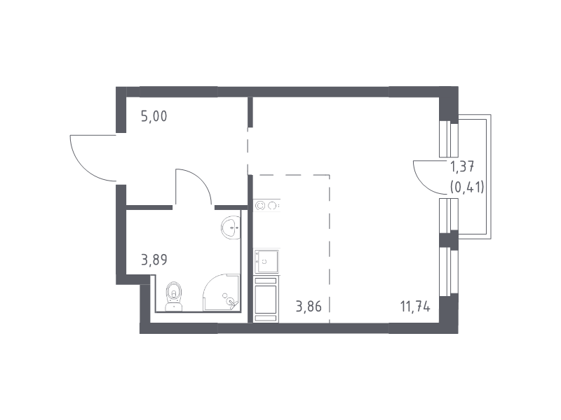 Студия 24,9 м²