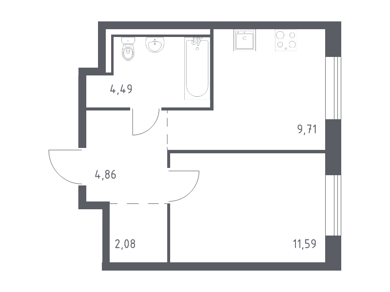 1 ккв 32,7 м²