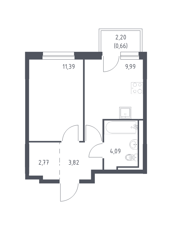 1 ккв 32,7 м²