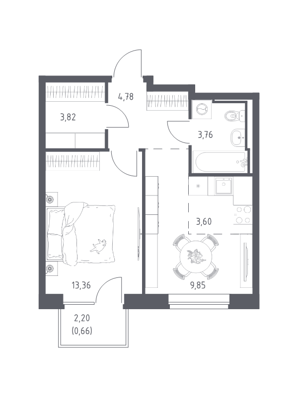 1 ккв 39,8 м²