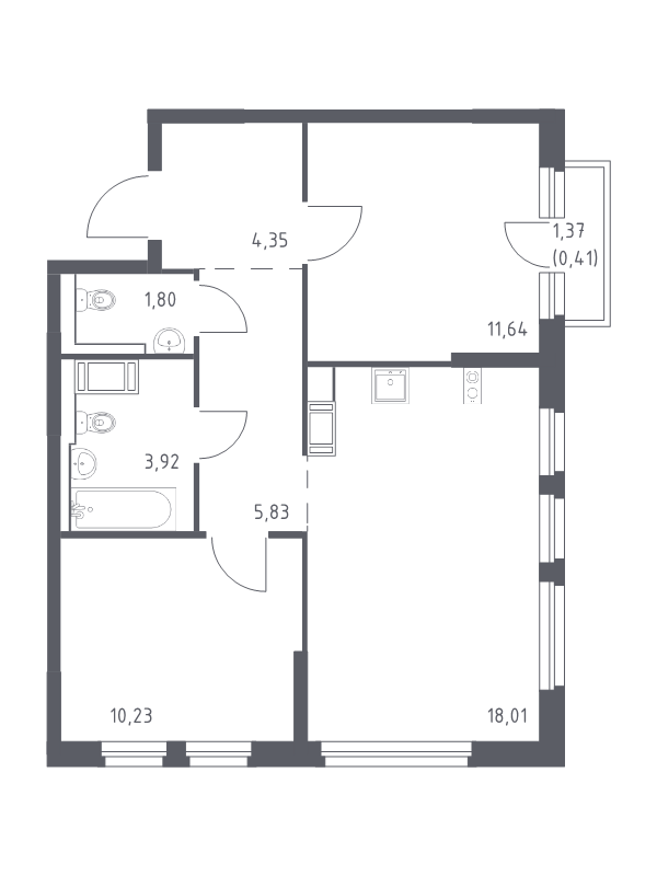 3 ккв (Евро) 56,2 м²