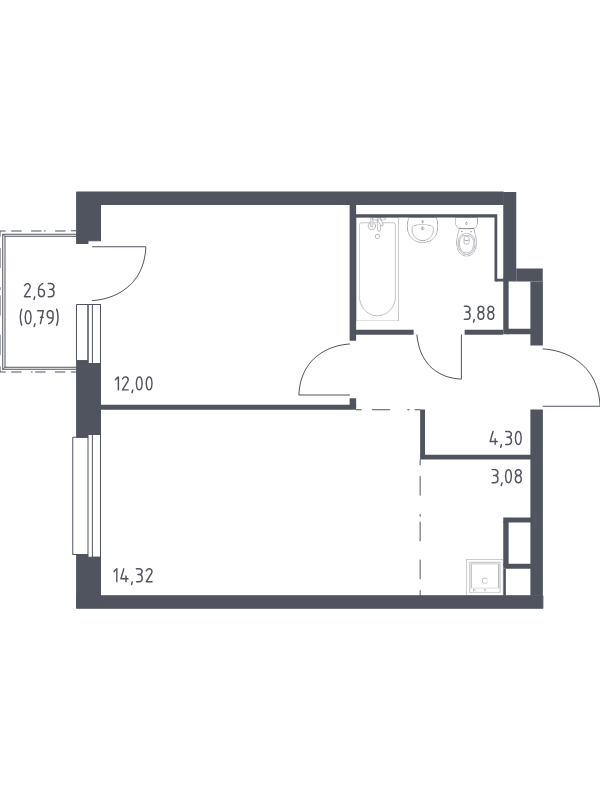 2 ккв (Евро) 38,4 м²