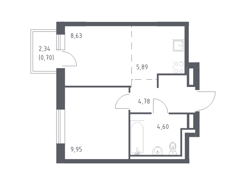 1 ккв 34,6 м²