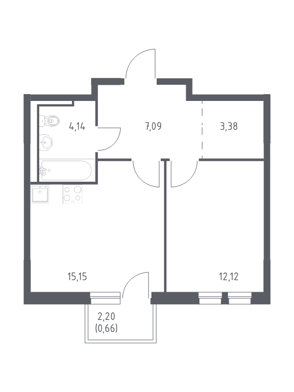 2 ккв (Евро) 42,5 м²